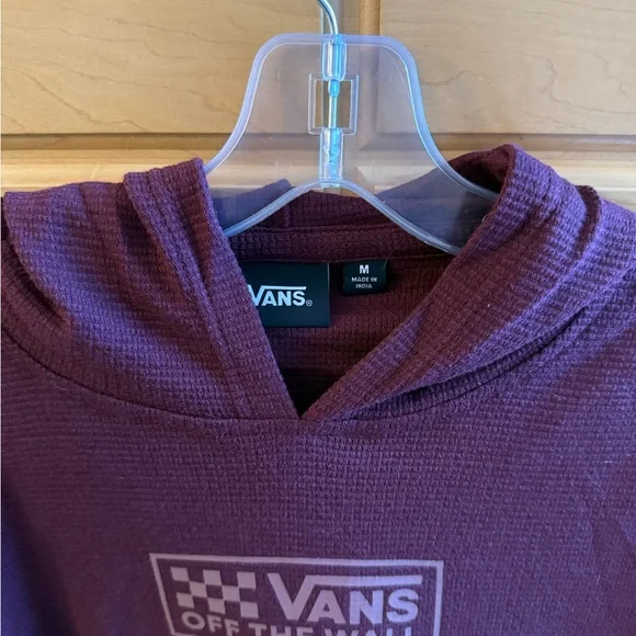 ⭐️ Vans Womens Long Sleeve waffle knit Top Maroon Hoodie - Picture 3 of 4